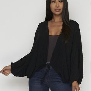 Black Butterfly Flared Sleeve Cardigan